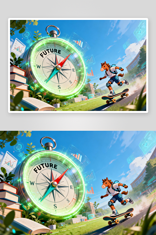 创意拟人化企业招聘卡通小马插画-众图网