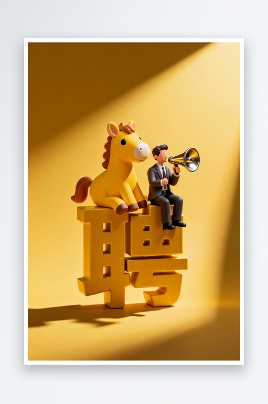 创意拟人化企业招聘卡通小马插画-众图网