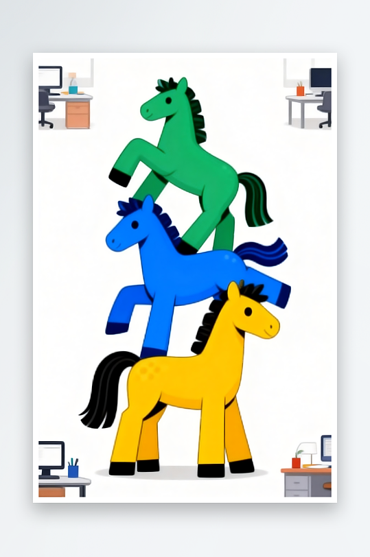 扁平企业招聘卡通小马插画-众图网