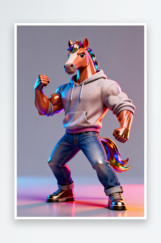 C4D企业招聘卡通小马插画-众图网