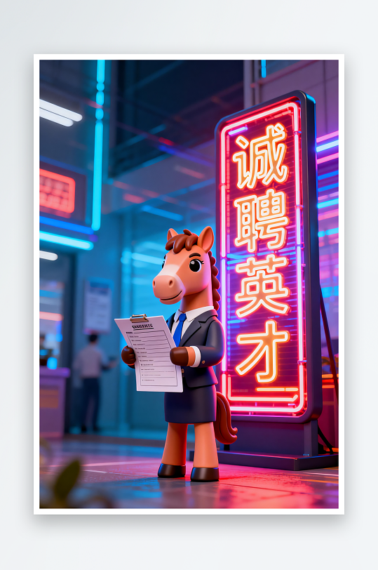 C4D企业招聘卡通小马插画-众图网