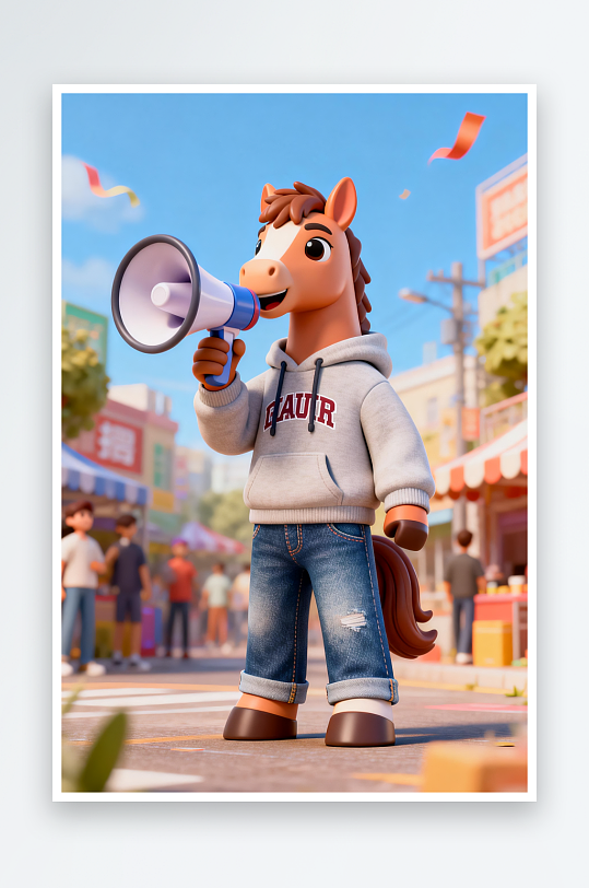 C4D企业招聘卡通小马插画-众图网