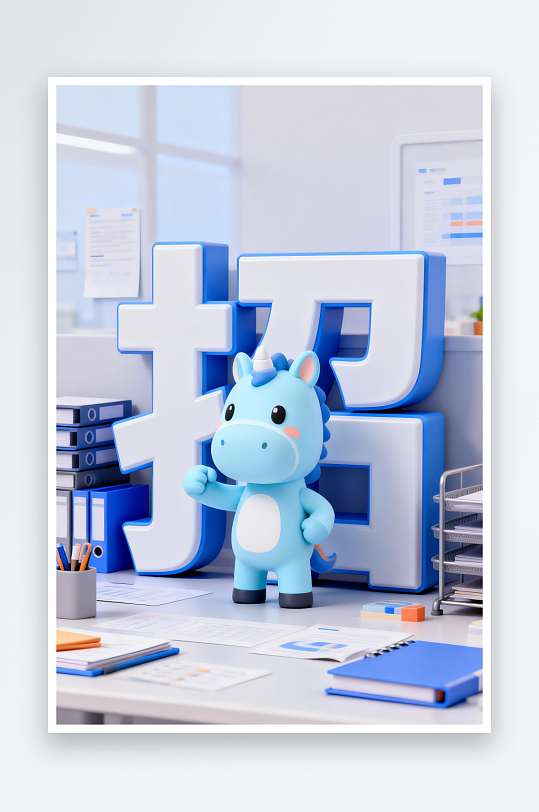 C4D企业招聘卡通小马插画-众图网