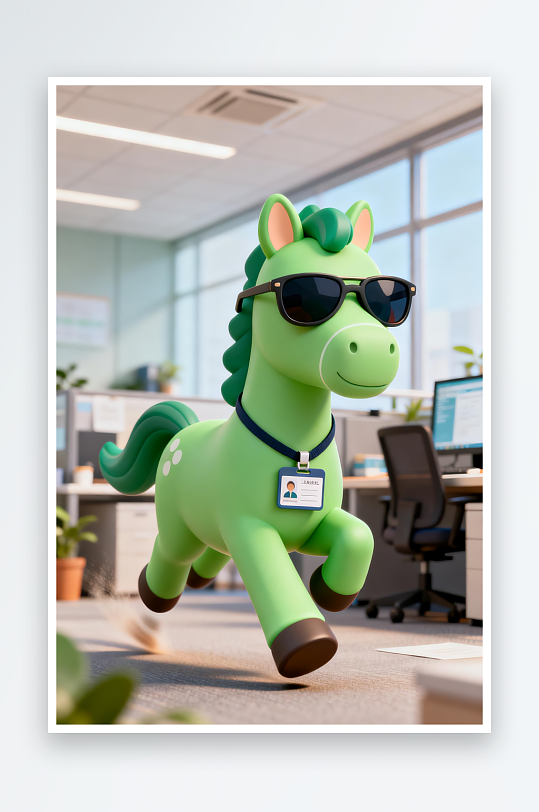 C4D企业招聘卡通小马插画-众图网