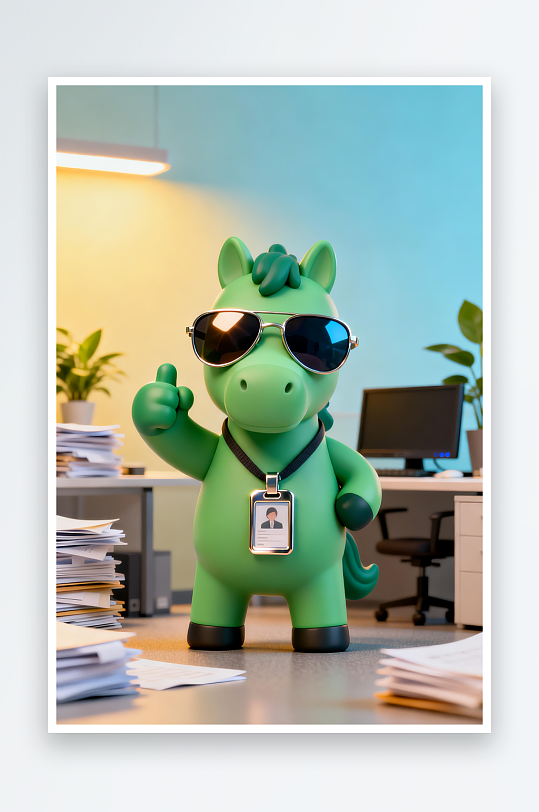 C4D企业招聘卡通小马插画-众图网