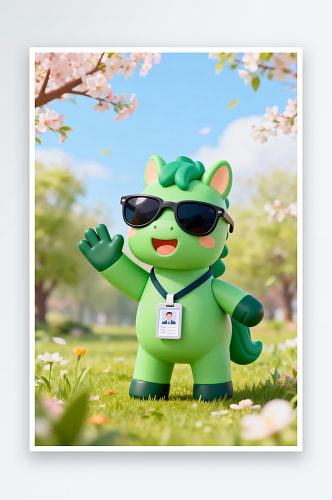 C4D企业马年春季招聘卡通小马插画