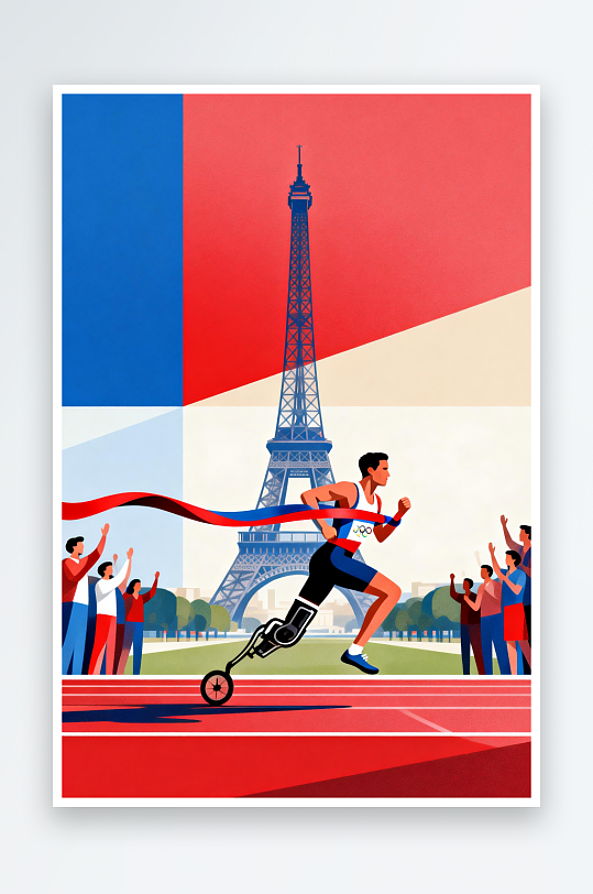 卡通冬季残奥会运动员体育插画-众图网