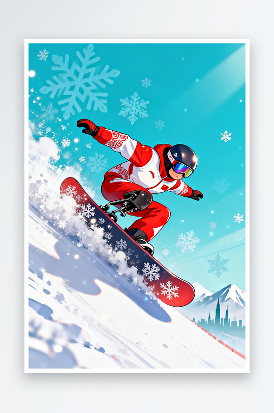 滑雪冬季残奥会运动员体育插画-众图网