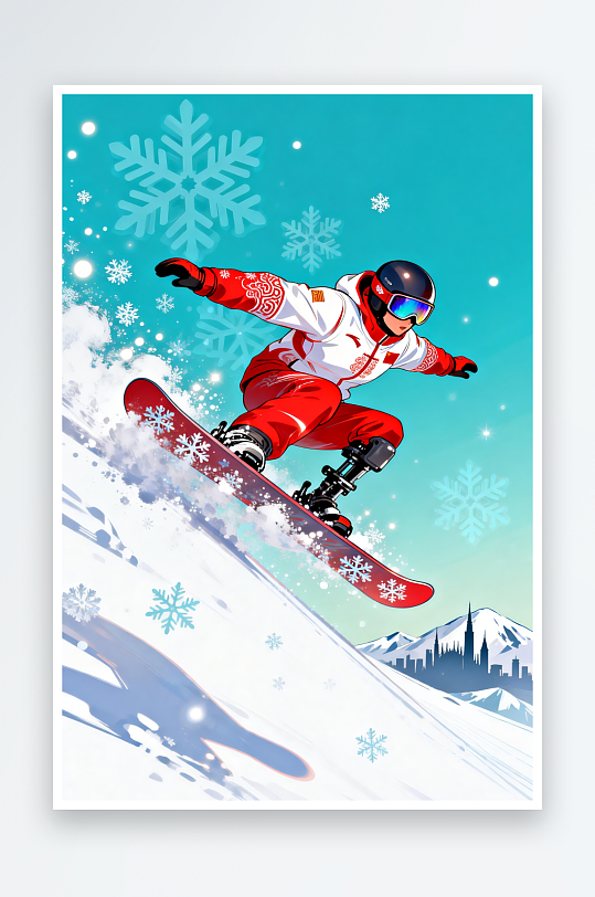 滑雪冬季残奥会运动员体育插画-众图网