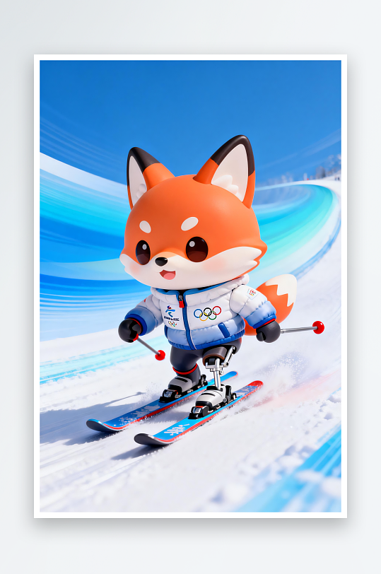 狐狸冬季残奥会运动员体育插画-众图网
