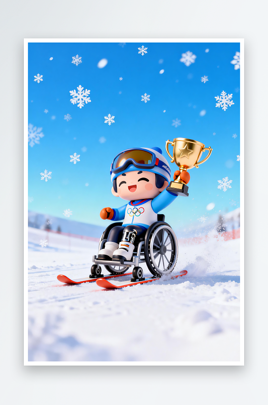 冬季残奥会运动员人物体育插画-众图网
