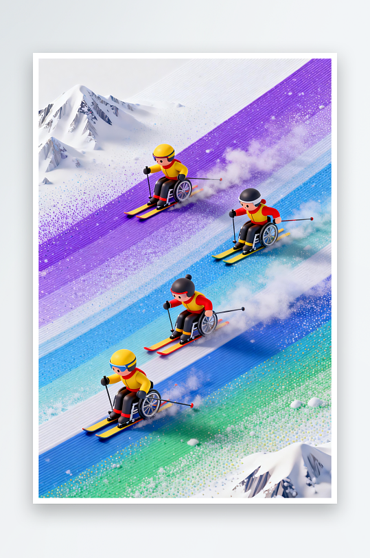 冬季残奥会运动员人物体育插画-众图网