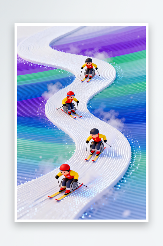 冬季残奥会运动员人物体育插画-众图网