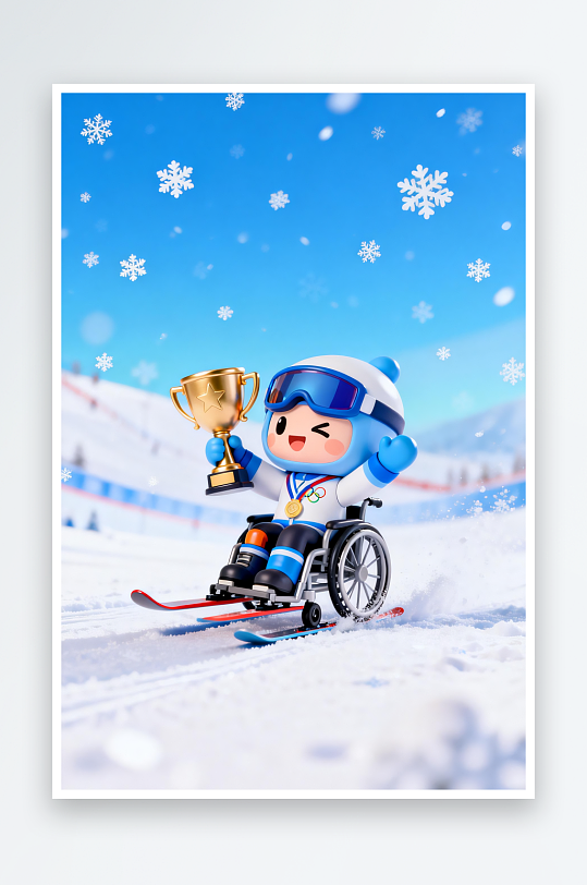 冬季残奥会运动员人物体育插画-众图网
