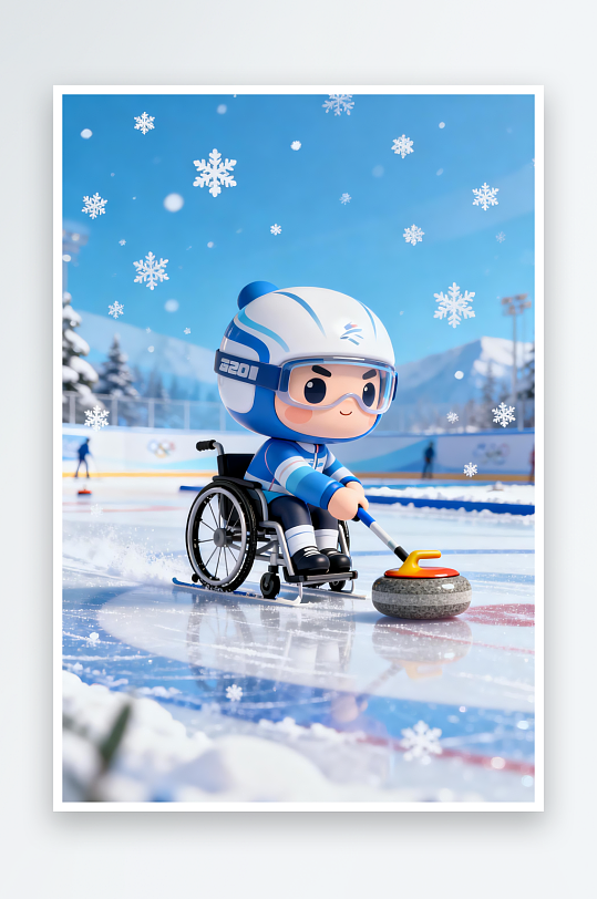 冬季残奥会运动员人物体育插画-众图网