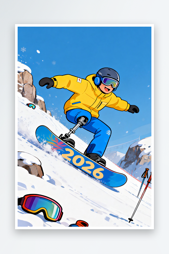 冬季残奥会运动员人物体育插画-众图网