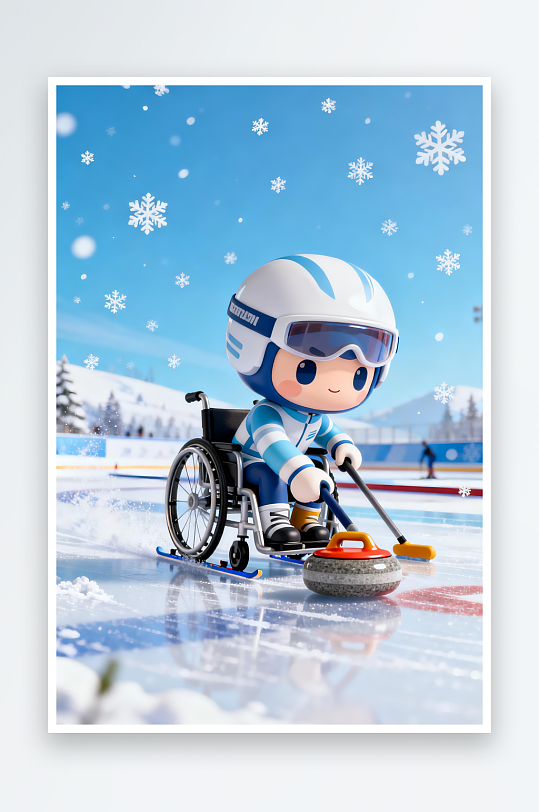 冬季残奥会运动员人物体育插画-众图网