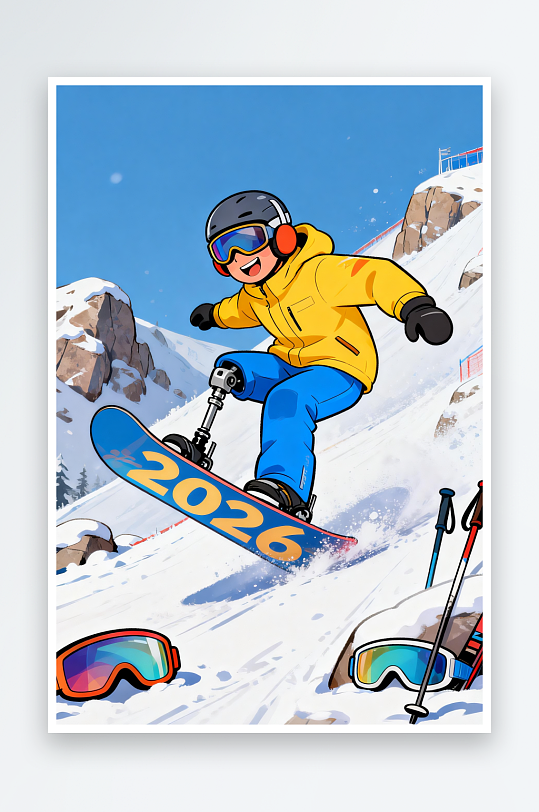 冬季残奥会运动员人物体育插画-众图网