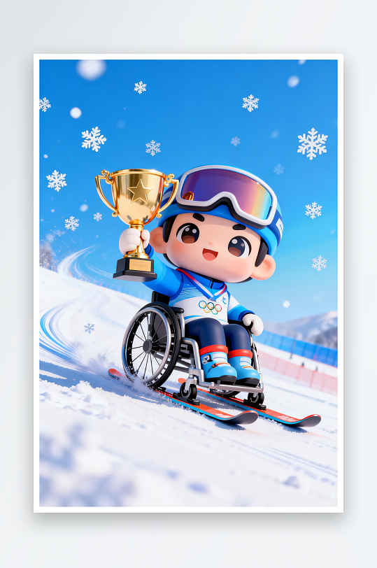 冬季残奥会运动员人物体育插画-众图网