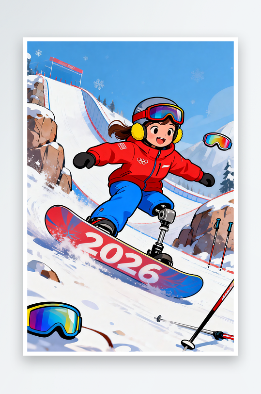 冬季残奥会运动员人物体育插画-众图网