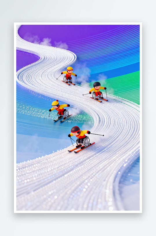 冬季残奥会运动员人物体育插画-众图网