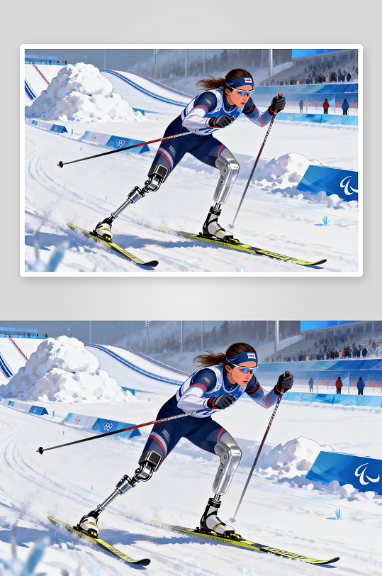 创意冬季残奥会运动员体育插画-众图网