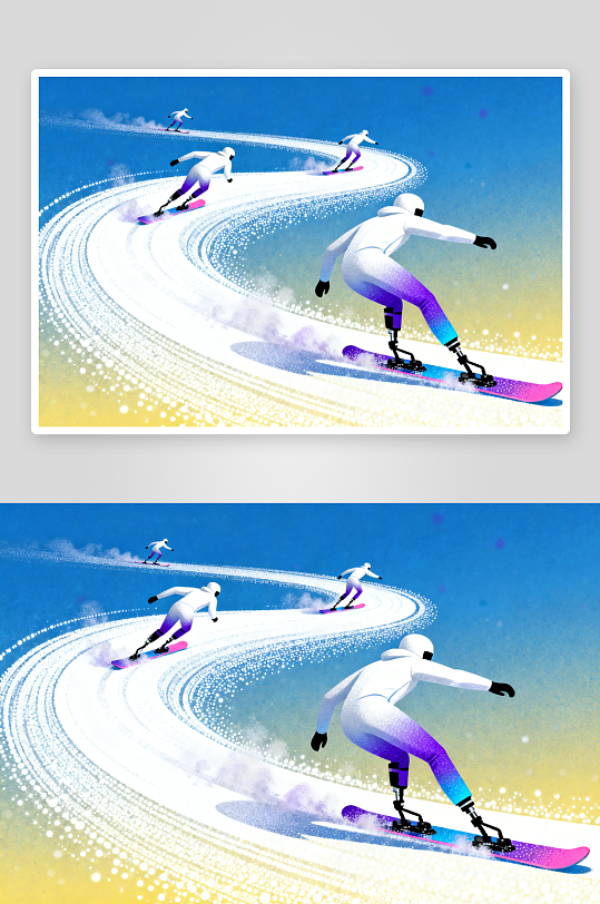 创意冬季残奥会运动员体育插画-众图网