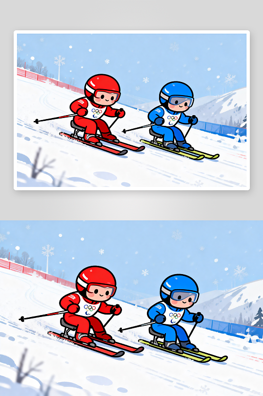 创意冬季残奥会运动员体育插画-众图网
