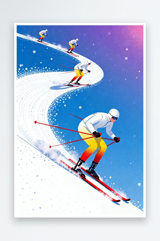 创意冬季残奥会运动员体育插画-众图网