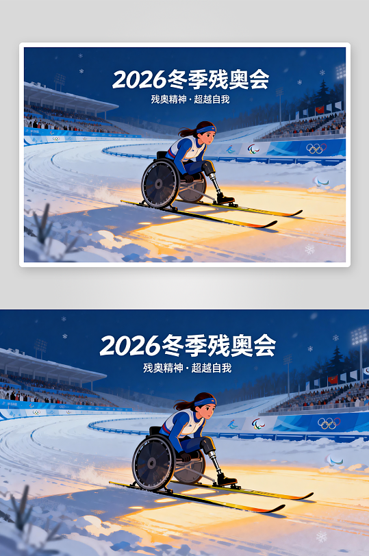 创意冬季残奥会运动员体育插画-众图网