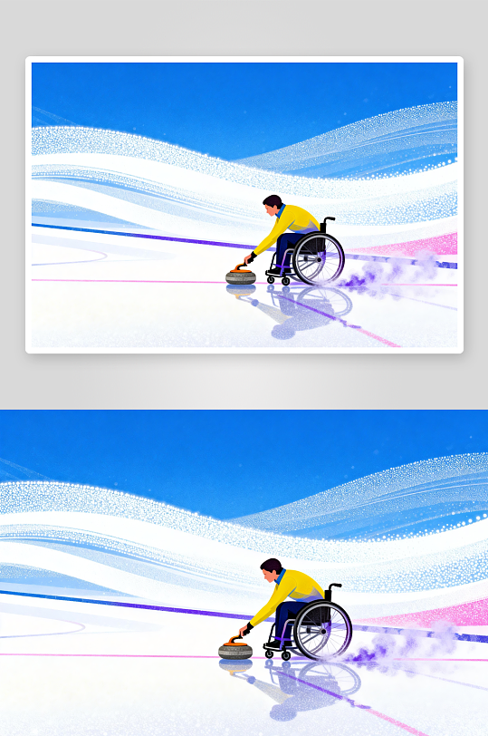 创意冬季残奥会运动员体育插画-众图网
