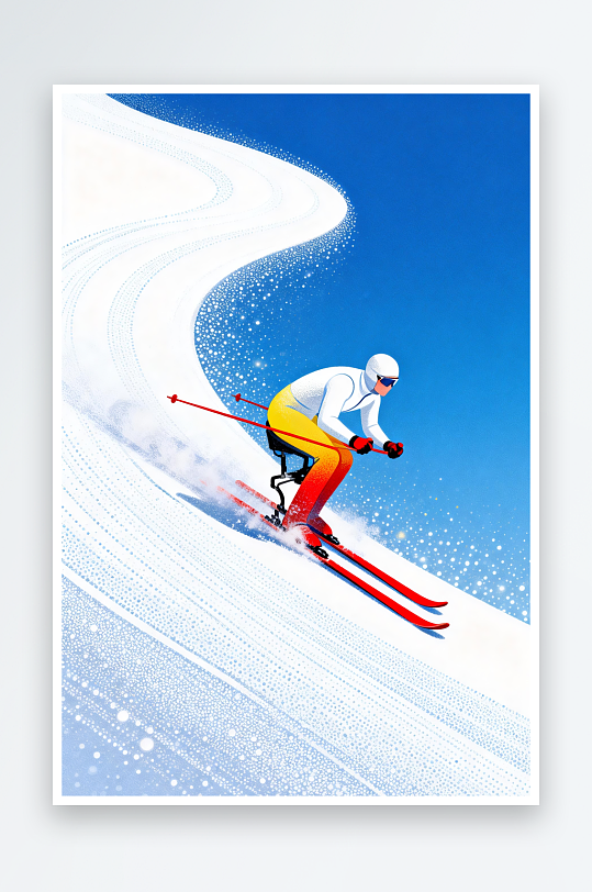 创意冬季残奥会运动员体育插画-众图网