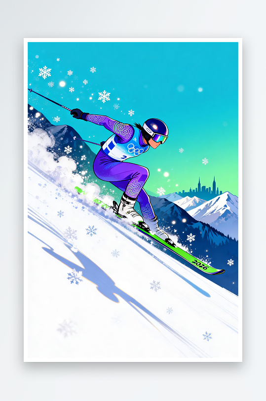 创意冬季残奥会运动员体育插画-众图网