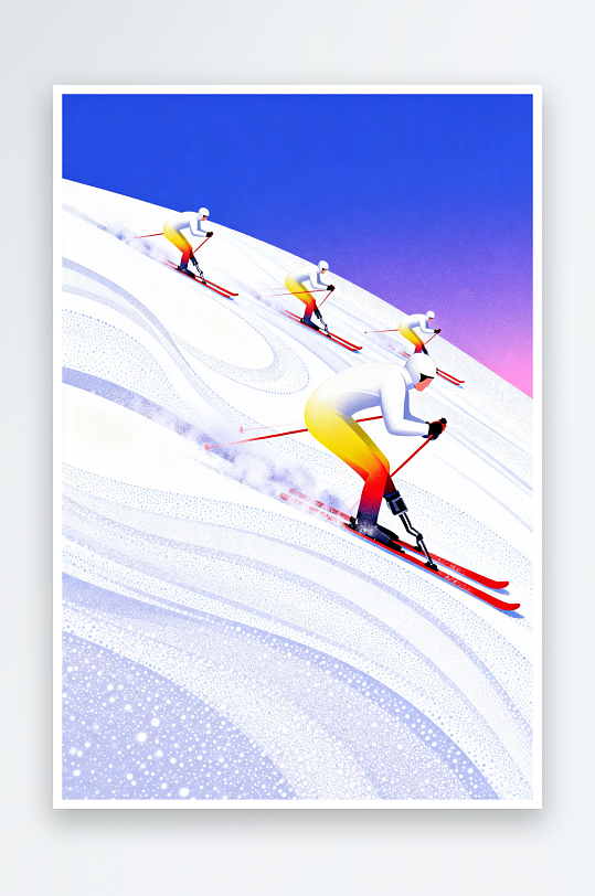 创意冬季残奥会运动员体育插画-众图网