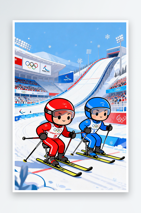 创意冬季残奥会运动员体育插画-众图网