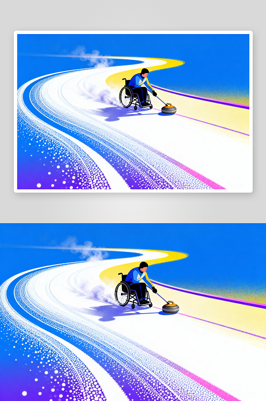 创意冬季残奥会运动员体育插画-众图网