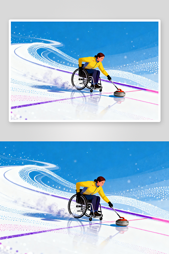 创意冬季残奥会运动员体育插画-众图网