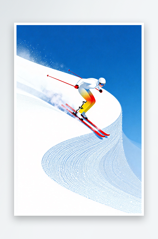 创意冬季残奥会运动员体育插画-众图网