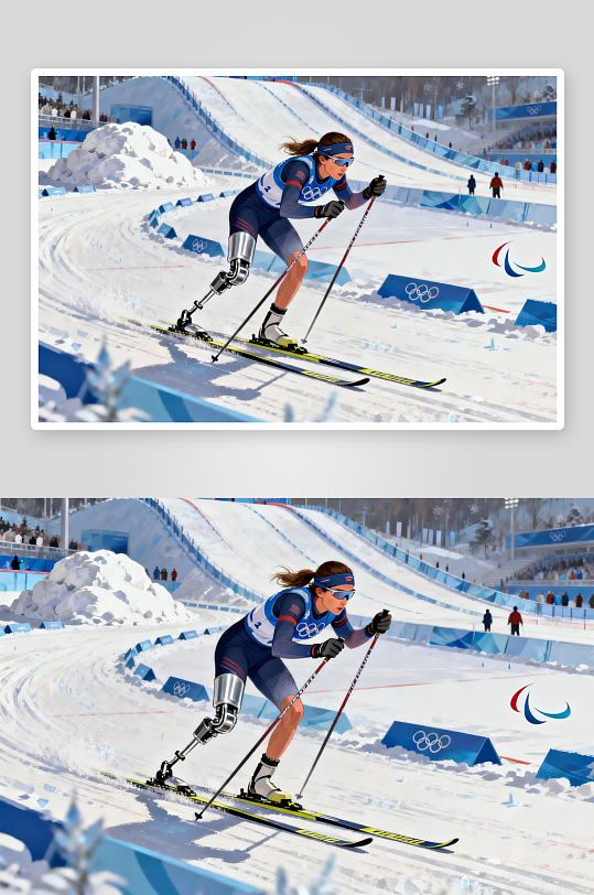 创意冬季残奥会运动员体育插画-众图网