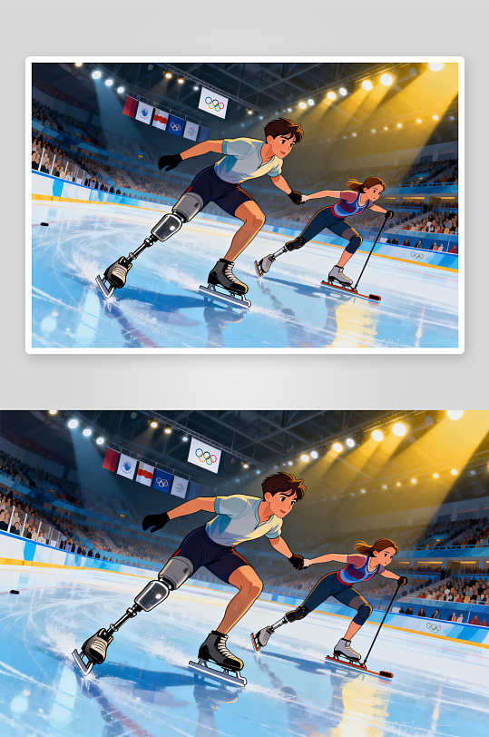 创意冬季残奥会运动员体育插画-众图网