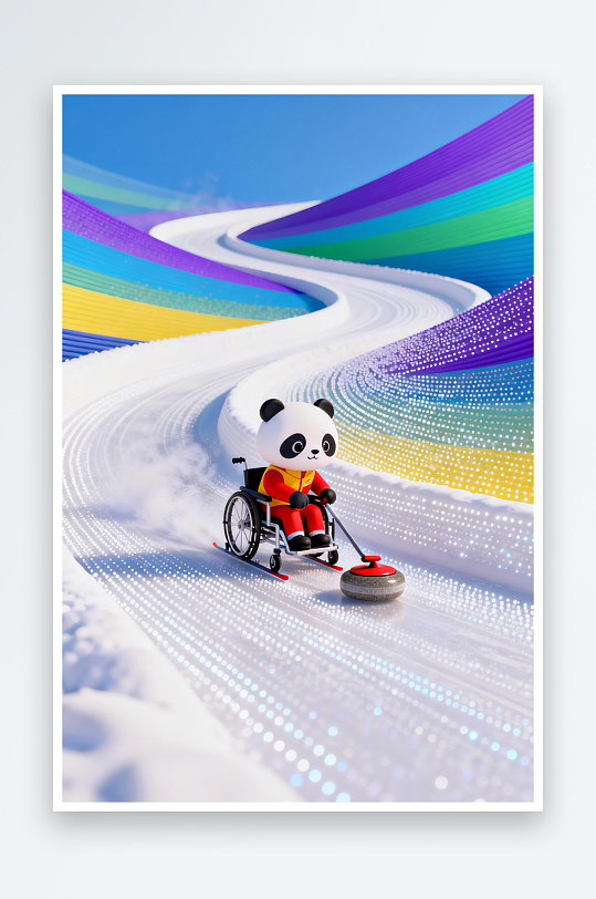创意冬季残奥会运动员体育插画-众图网