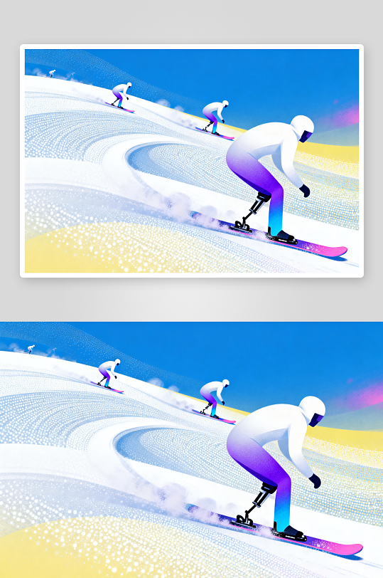 创意冬季残奥会运动员体育插画-众图网