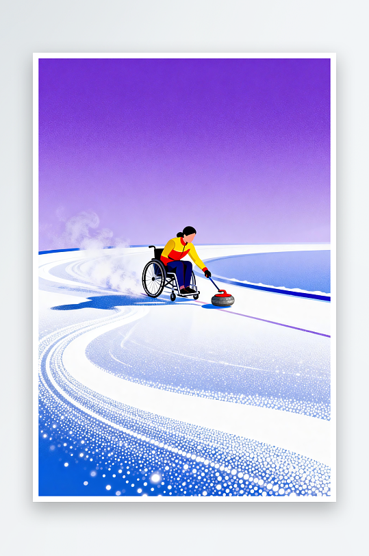 创意冬季残奥会运动员体育插画-众图网
