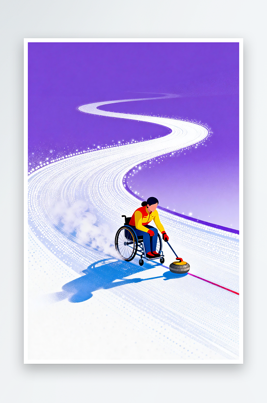创意冬季残奥会运动员体育插画-众图网