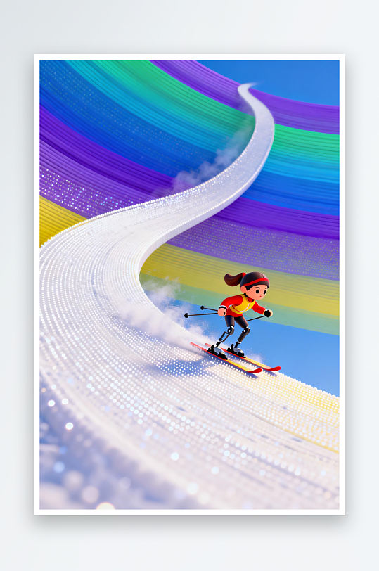 创意冬季残奥会运动员体育插画-众图网