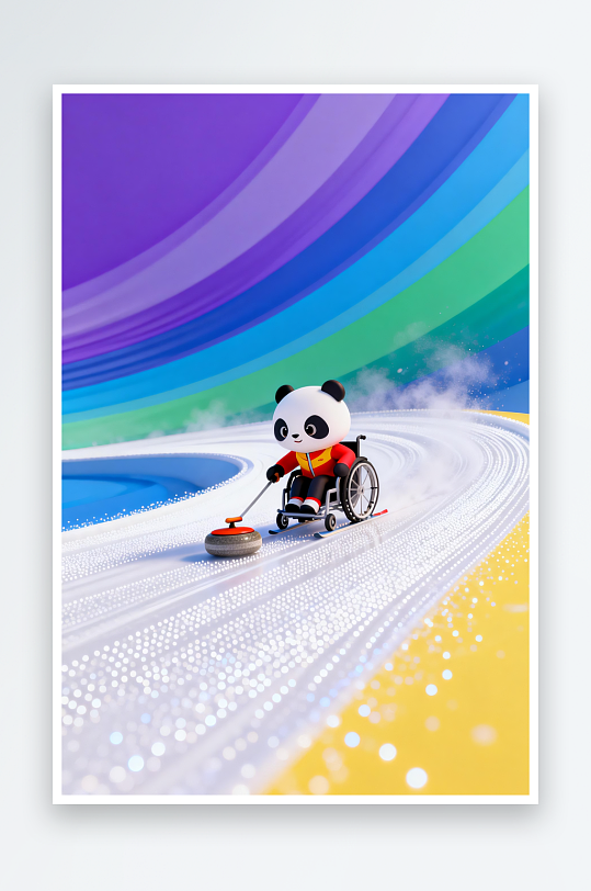 创意冬季残奥会运动员体育插画-众图网