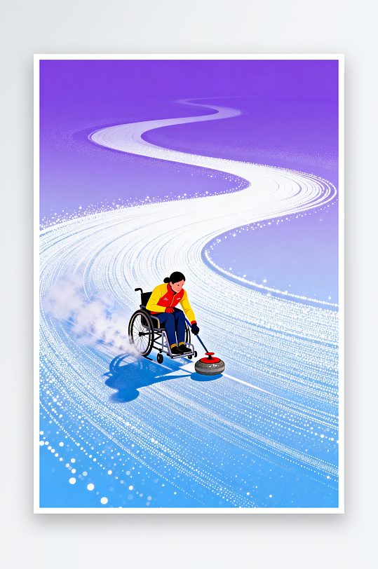 创意冬季残奥会运动员体育插画-众图网