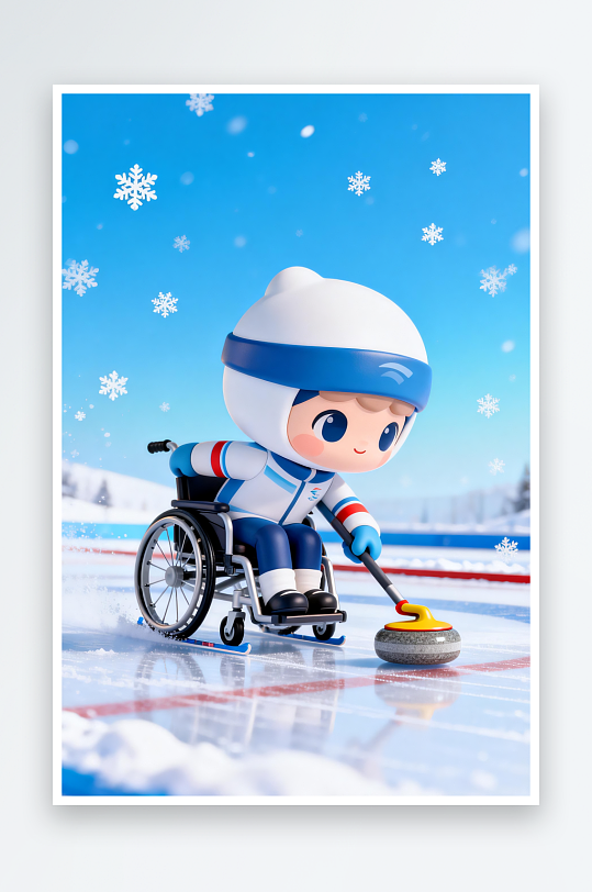 Q版潮玩IP冬季残奥会运动员体育插画-众图网