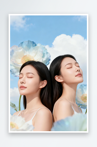 高级精致夏季医美美女闺蜜人物摄影图