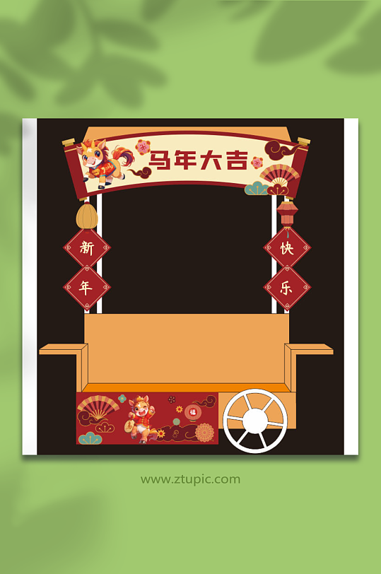 2026马年新年红色摊位集市美陈布置-众图网